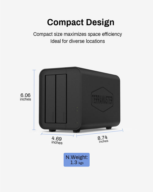 TERRAMASTER D2-320 USB RAIDエンクロージャ – USB 3.2 Gen 2 10Gbps Type C 2ベイRAIDストレージ RAID 0、1、シングル、JBOD(ディスクレス)をサポート