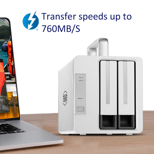 TERRAMASTER TD2 Thunderbolt 3 プロフェッショナルグレード 2ベイ外付けハードドライブエンクロージャ RAID 0/RAID1/JBOD ハードディスク RAID ストレージ (ディスクレス)
