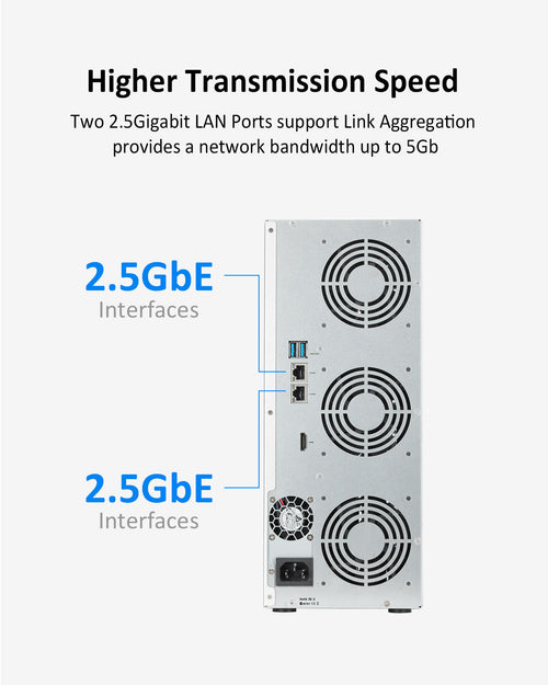 Almacenamiento NAS T9-423 de 9 bahías y 2,5 GbE