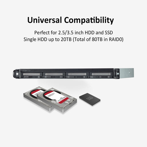 TerraMaster U4-423 4-х отсековый укороченный стоечный NAS 2.GbE