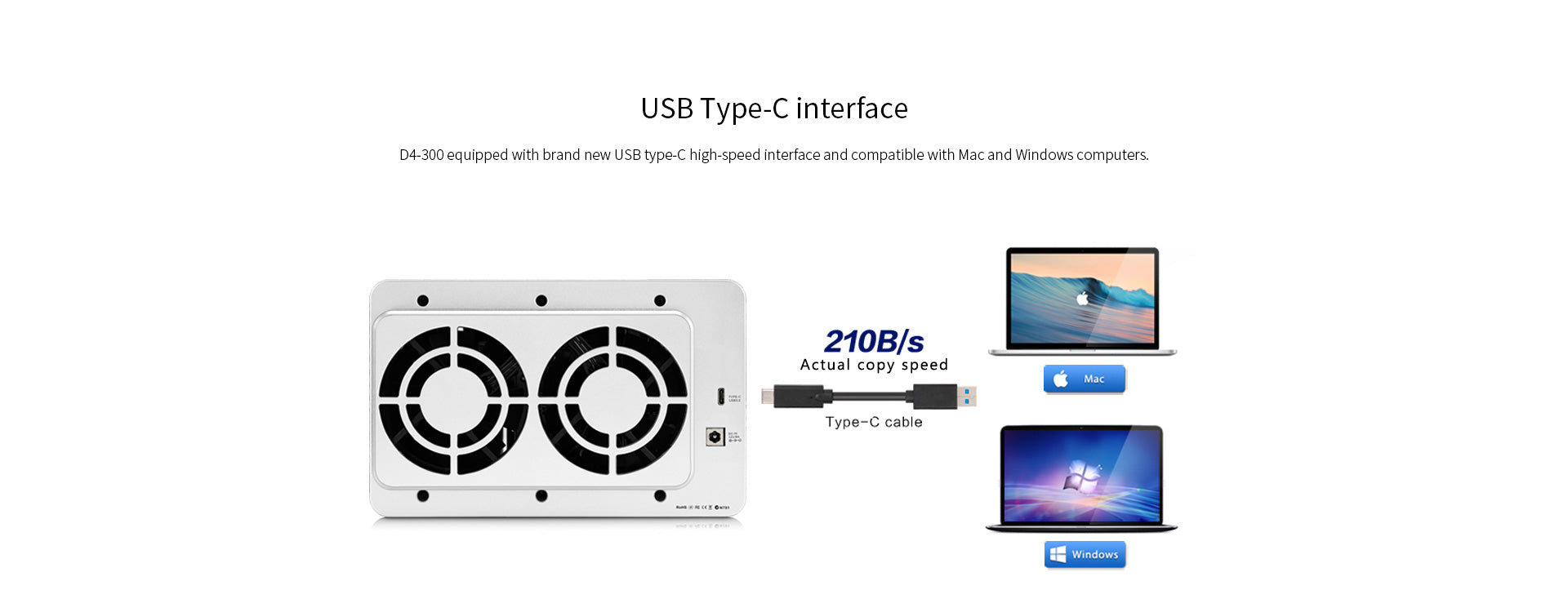 TERRAMASTER D4-300 USB 3.1Type-C Storage External Hard Drive