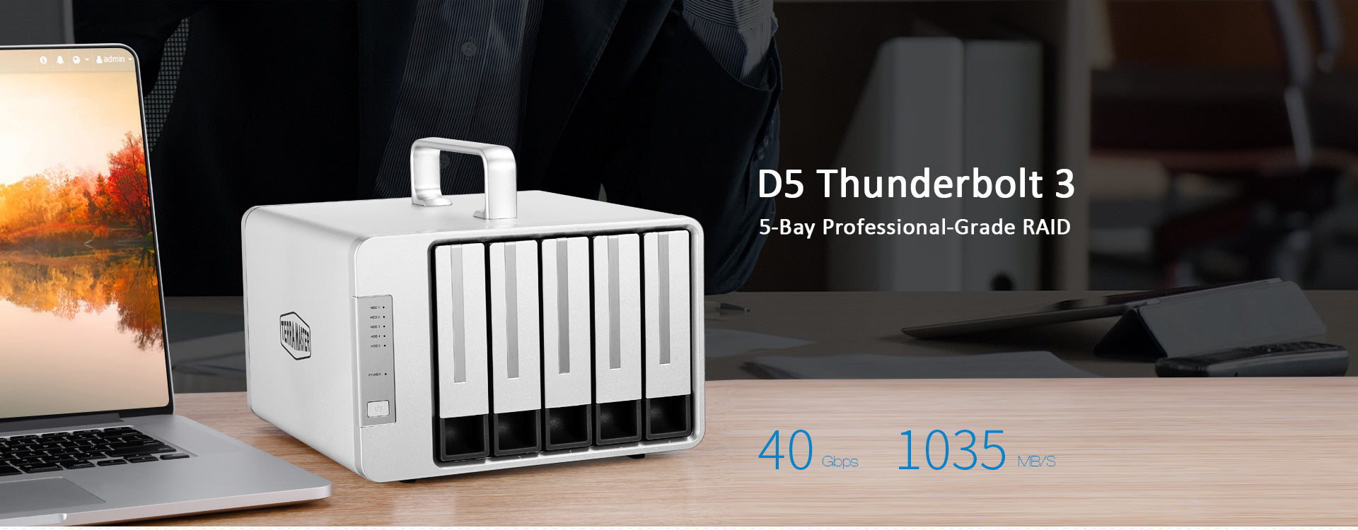 TERRAMASTER D5 Thunderbolt 3 40Gbps 5-Bay Hard Disk RAID Storage