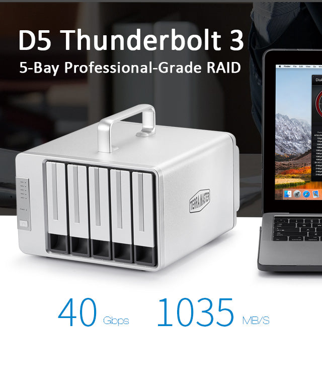 TERRAMASTER D5 Thunderbolt3「D5-330」 TERRAMASTER D5 Thunderbolt 3 40Gbps 5-Bay Hard Disk RAID Storage