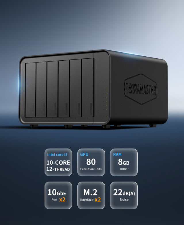 TERRAMASTER テラマスター　6-Bay Hybrid NAS Amazon.com: TERRAMASTER F6-424 Max NAS Storage - 6Bay Core i5
