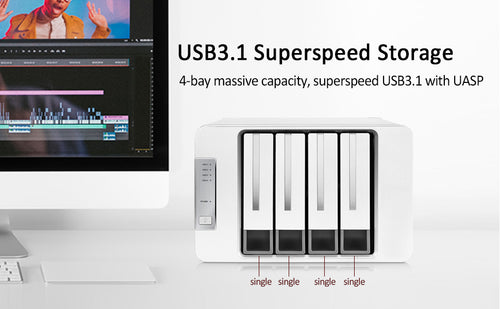 TERRAMASTER D4-300 USB 3.1(Gen1) Type-C Storage External Hard Drive Enclosure Hot Swappable (Diskless).