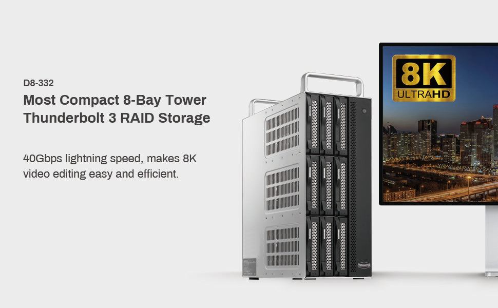 TERRAMASTER D8-332 Thunderbolt 3 Storage 8-Bay Tower RAID Storage